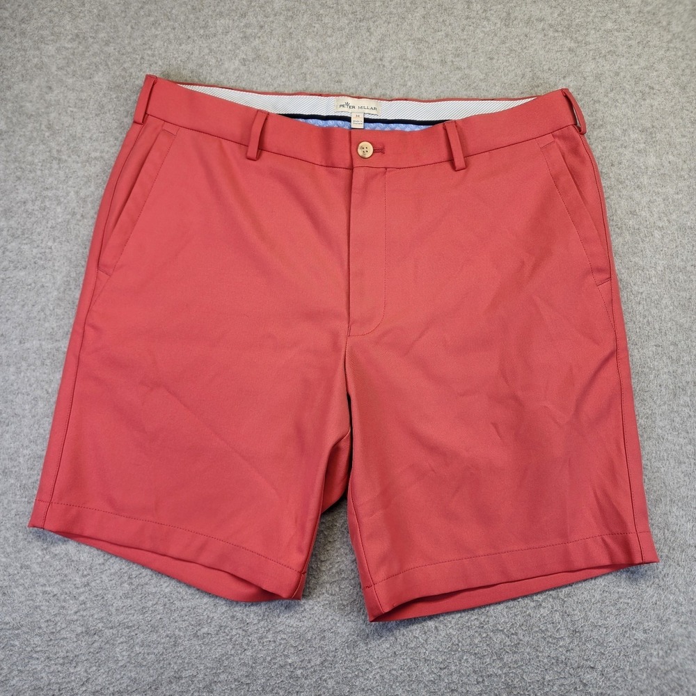 Peter Millar Coral Red Performance Golf Shorts